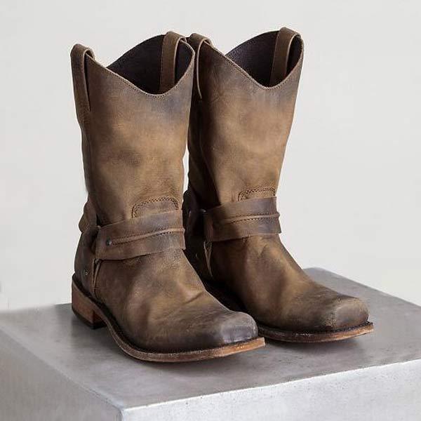 Bottes Mi-Mollet Vintage à Talon Bas Pour Femmes