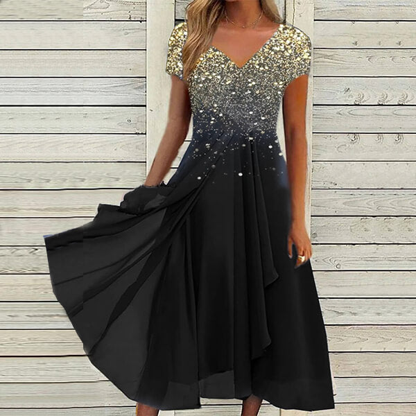 Robe de soirée élégante à paillettes étoilées