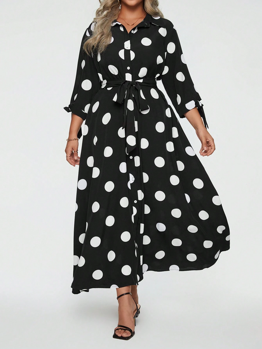 Elegantes, gepunktetes Maxikleid für Damen (2 kaufen, kostenloser Versand)