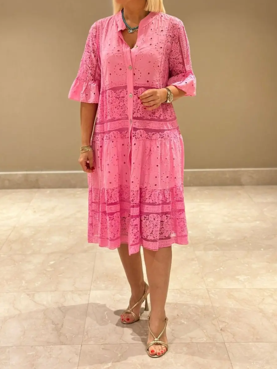 LIQUIDATION🔥Robe ajourée mi-manches col V pour femme
