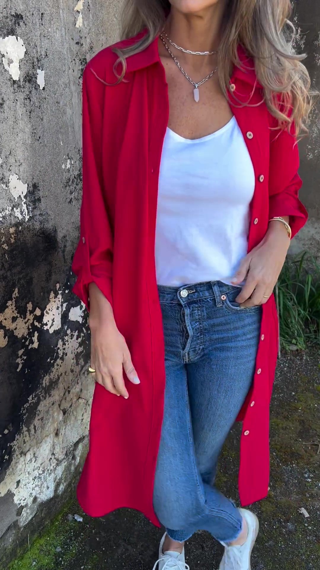 🔥DERNIER JOUR -50%🔥Manteau Chemise Décontracté à Revers Couleur Unie pour Femme