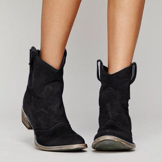 Damen Retro-Lederschuhe mit niedrigem Absatz
