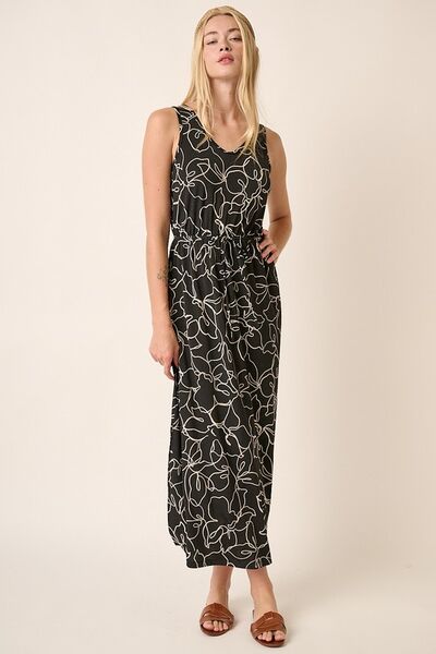 Robe sans manches à encolure en V et imprimé floral avec fente latérale Mittoshop
