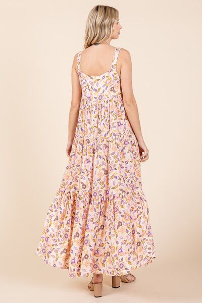 Robe longue sans manches évasée à imprimé floral Mittoshop