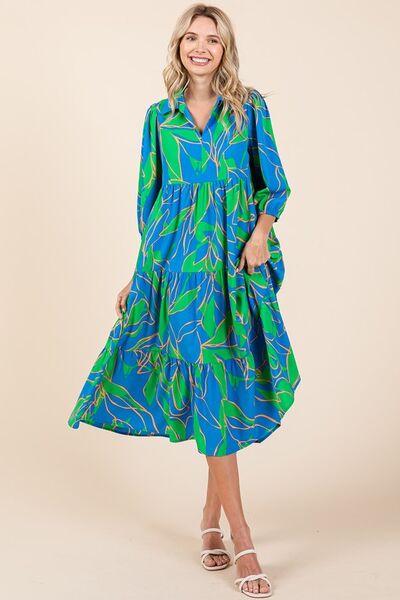 Robe midi à col imprimé étagé Mittoshop