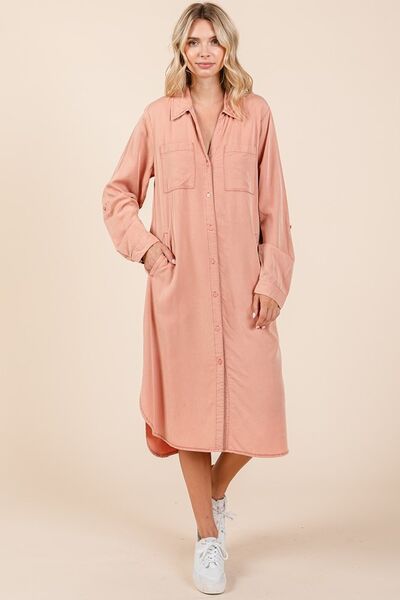 Robe chemise à manches longues boutonnée Mittoshop