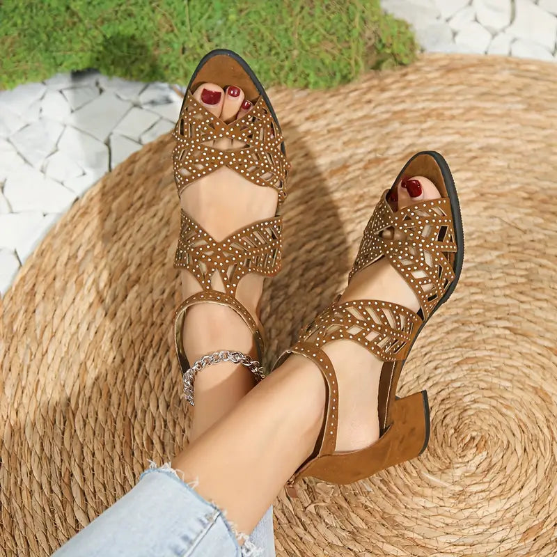 🔥VENTE FLASH 2024 -50%🔥Sandales Femme Mode à Talon Épais Découpé