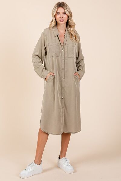 Mittoshop Hemdkleid mit langen Ärmeln und Knopfleiste