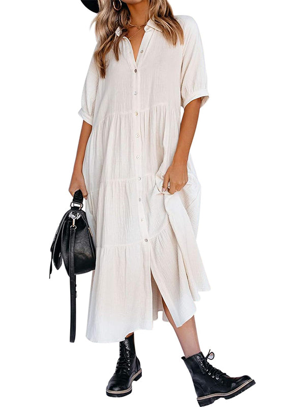 Robe longue évasée à volants et boutonnée pour femme, avec poches (2 achetées, livraison gratuite)