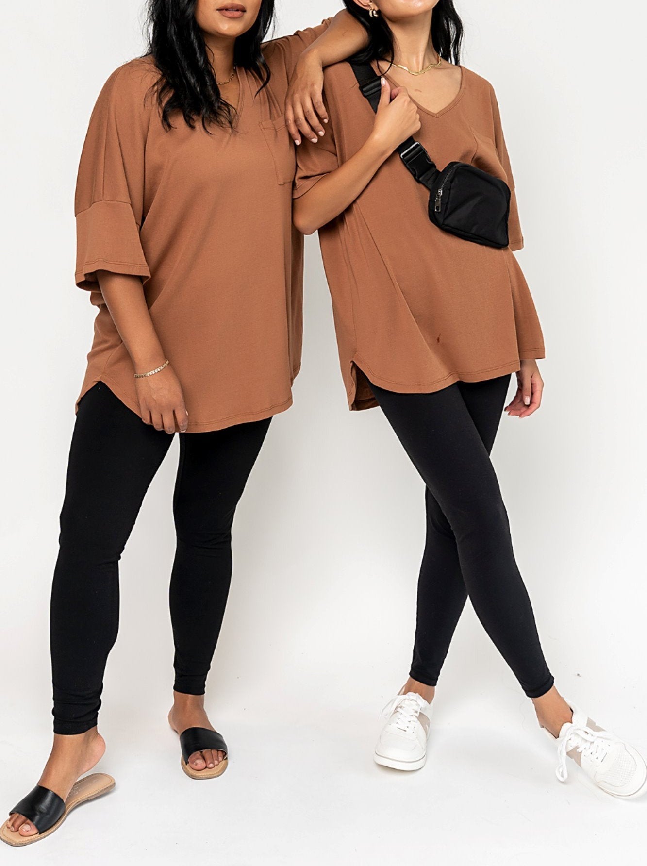 T-shirt col V ample à poche pour femme (3 achetés, livraison gratuite)