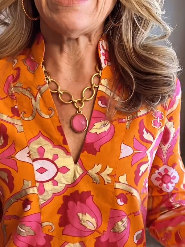 Nouvelle robe décolletée en V avec imprimé floral de printemps🔥