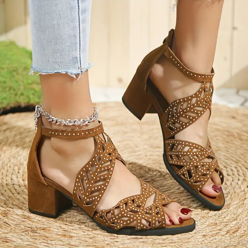 🔥VENTE FLASH 2024 -50%🔥Sandales Femme Mode à Talon Épais Découpé