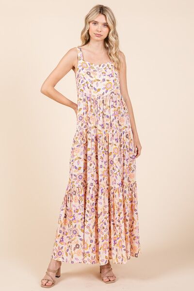 Robe longue sans manches évasée à imprimé floral Mittoshop