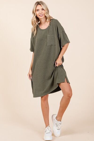Robe t-shirt en maille côtelée urbaine Mittoshop à manches courtes