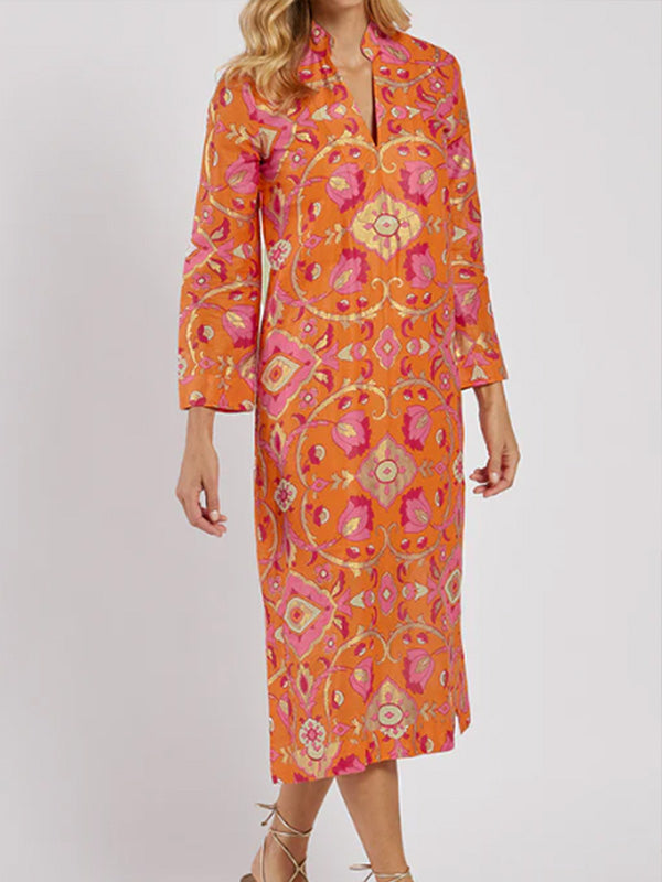 Nouvelle robe décolletée en V avec imprimé floral de printemps🔥
