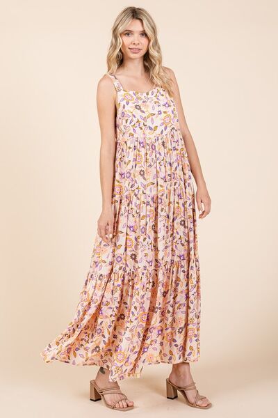 Robe longue sans manches évasée à imprimé floral Mittoshop