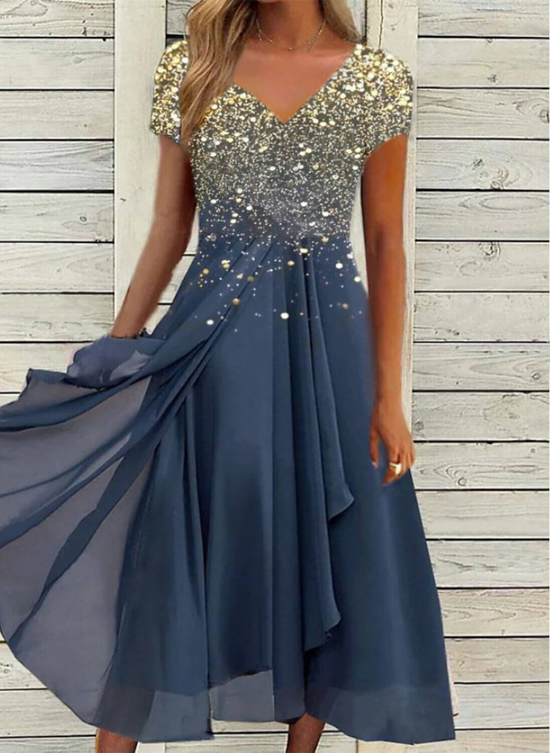 Robe de soirée élégante à paillettes étoilées