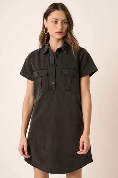 Robe chemise Mittoshop à col et manches courtes, avec détails boutonnés