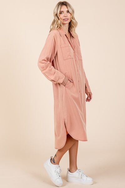 Robe chemise à manches longues boutonnée Mittoshop