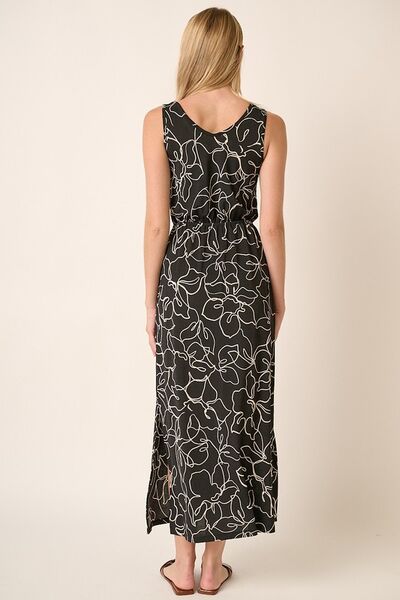 Robe sans manches à encolure en V et imprimé floral avec fente latérale Mittoshop