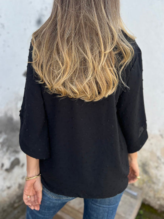 SOLDE DE LIQUIDATION🔥 Chemise décontractée à col rond brodée et grands poignets