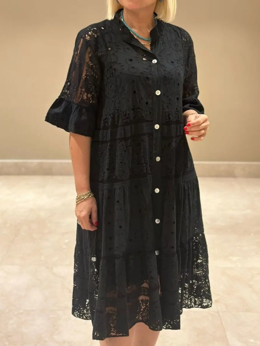 LIQUIDATION🔥Robe ajourée mi-manches col V pour femme