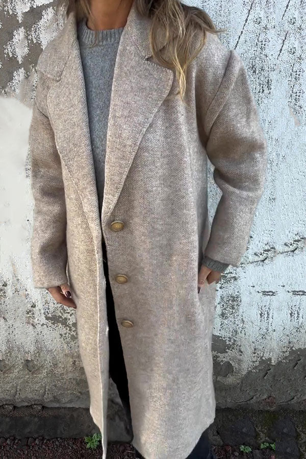RÄUMUNGSVERKAUF🔥Einfarbige legere Langarmjacke mit Revers – 48 % RABATT