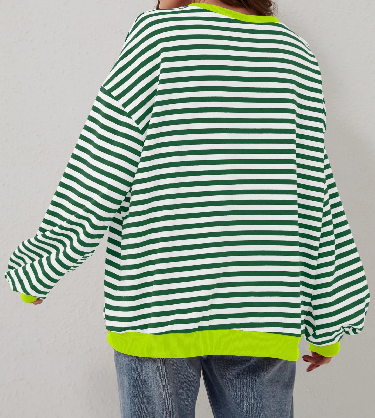 Pull à manches longues rayé oversize pour femme (achetez-en 2, livraison gratuite)