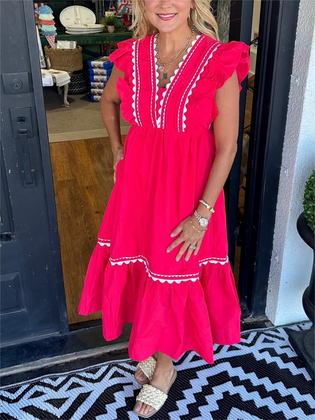 Robe longue à col en V et manches volantées pour femme (achetez-en 2, livraison gratuite)