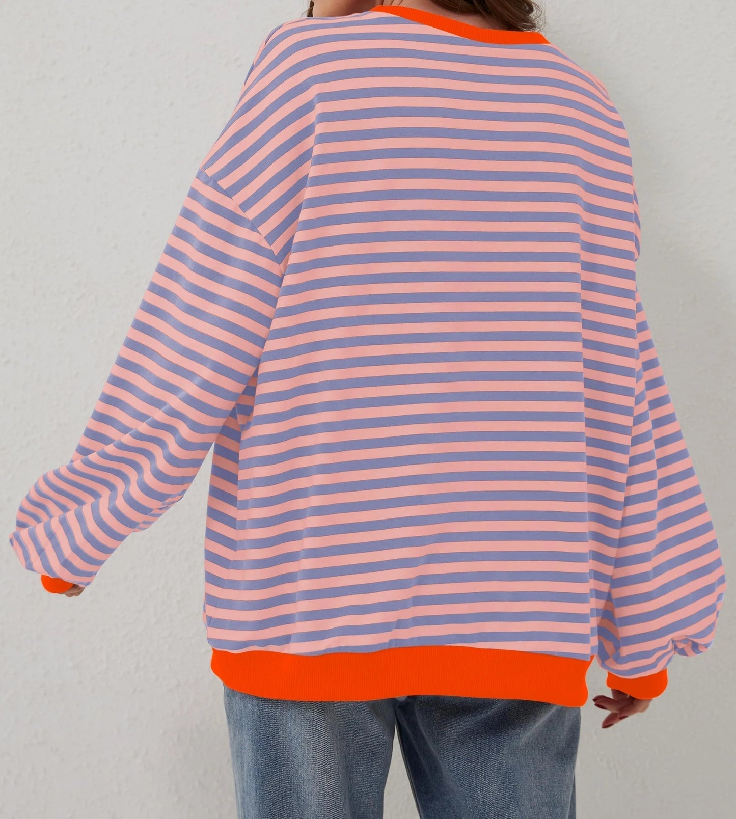 Pull à manches longues rayé oversize pour femme (achetez-en 2, livraison gratuite)