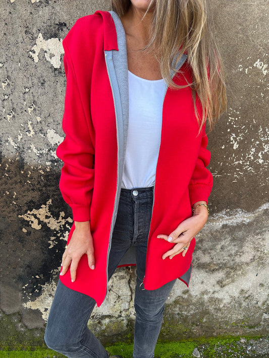 RÄUMUNGSVERKAUF🔥 Rundhals-Reißverschlussjacke mit langen Ärmeln und legerem Schnitt