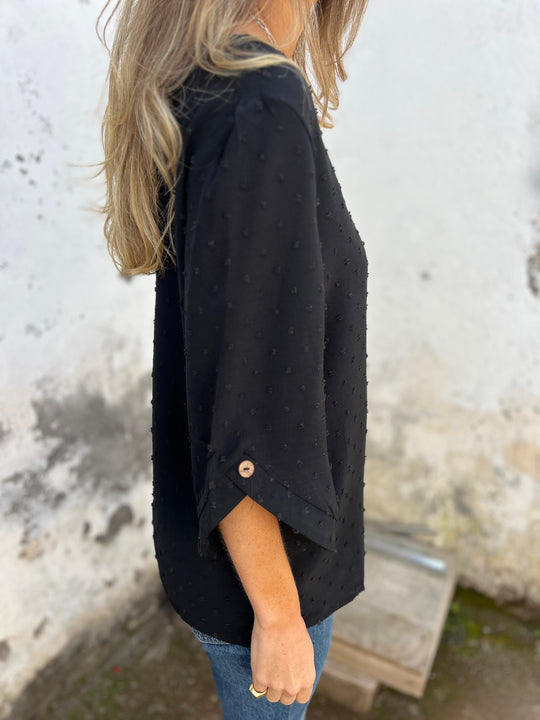 SOLDE DE LIQUIDATION🔥 Chemise décontractée à col rond brodée et grands poignets