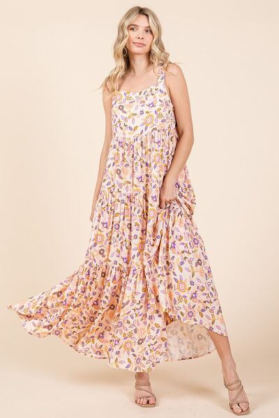 Robe longue sans manches évasée à imprimé floral Mittoshop