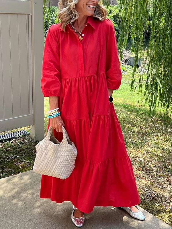 LIQUIDATION 🔥 Robe ample en coton et lin à revers - Sans taxe