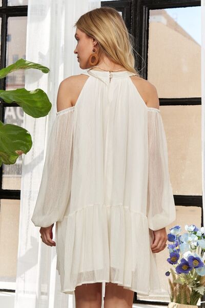 ADORA Mini-Kleid mit Cold-Shoulder- und Ballonärmeln