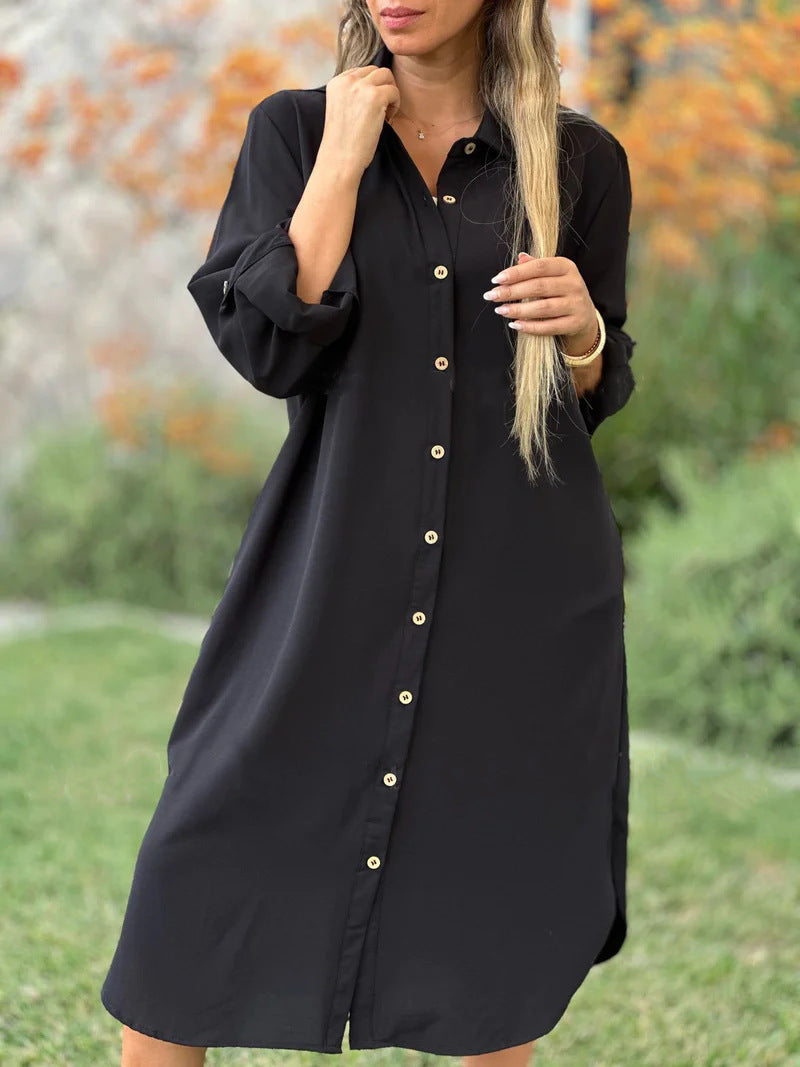 🔥DERNIER JOUR -50%🔥Manteau Chemise Décontracté à Revers Couleur Unie pour Femme