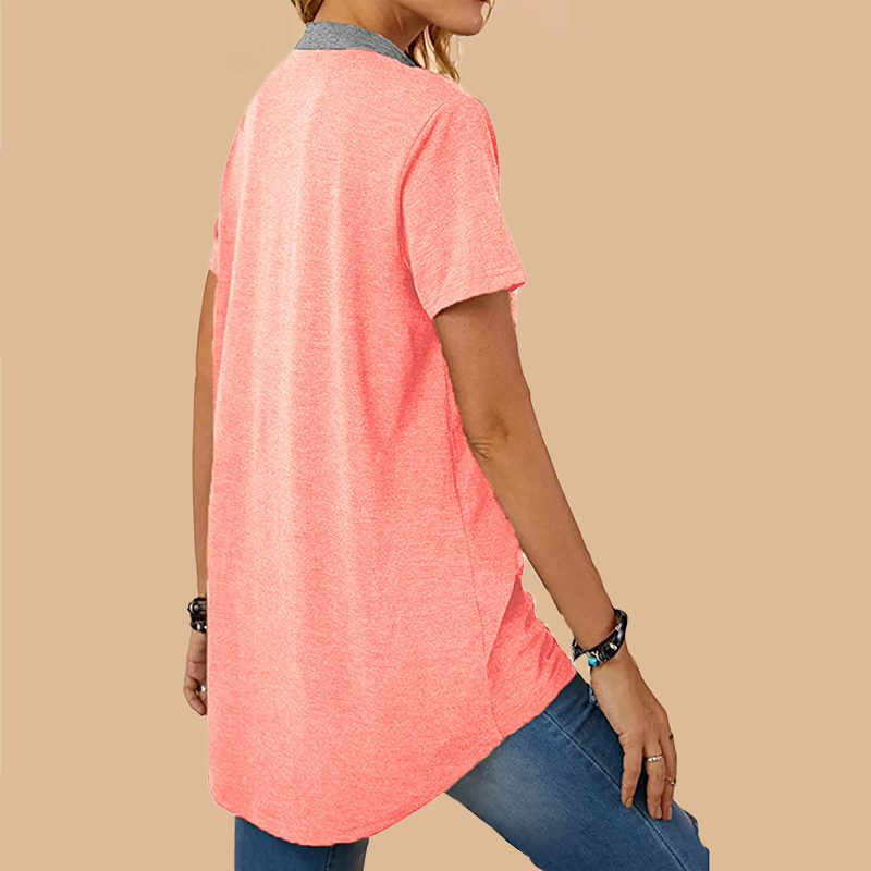 T-shirt décontracté ample à manches courtes et à boutonnage simple
