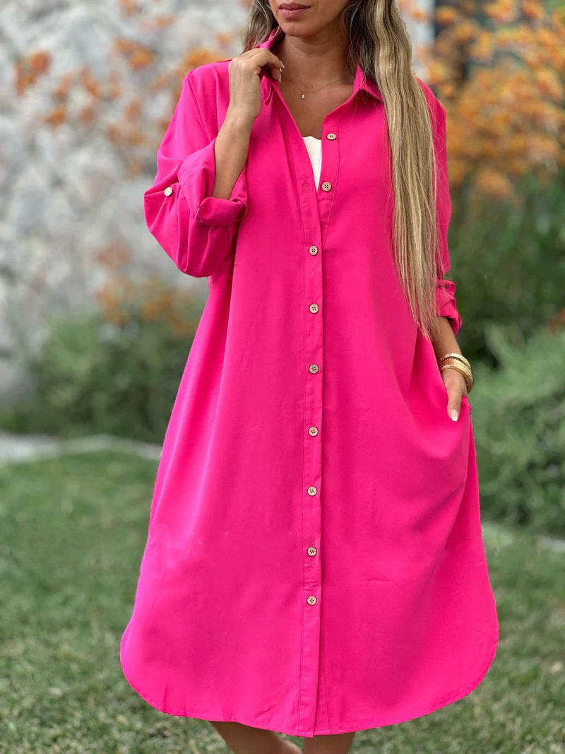 🔥DERNIER JOUR -50%🔥Manteau Chemise Décontracté à Revers Couleur Unie pour Femme
