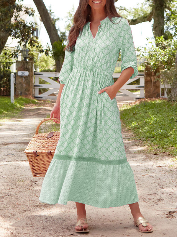 NEU🔥 Rundhals-Kleid mit Kordelzug und Print