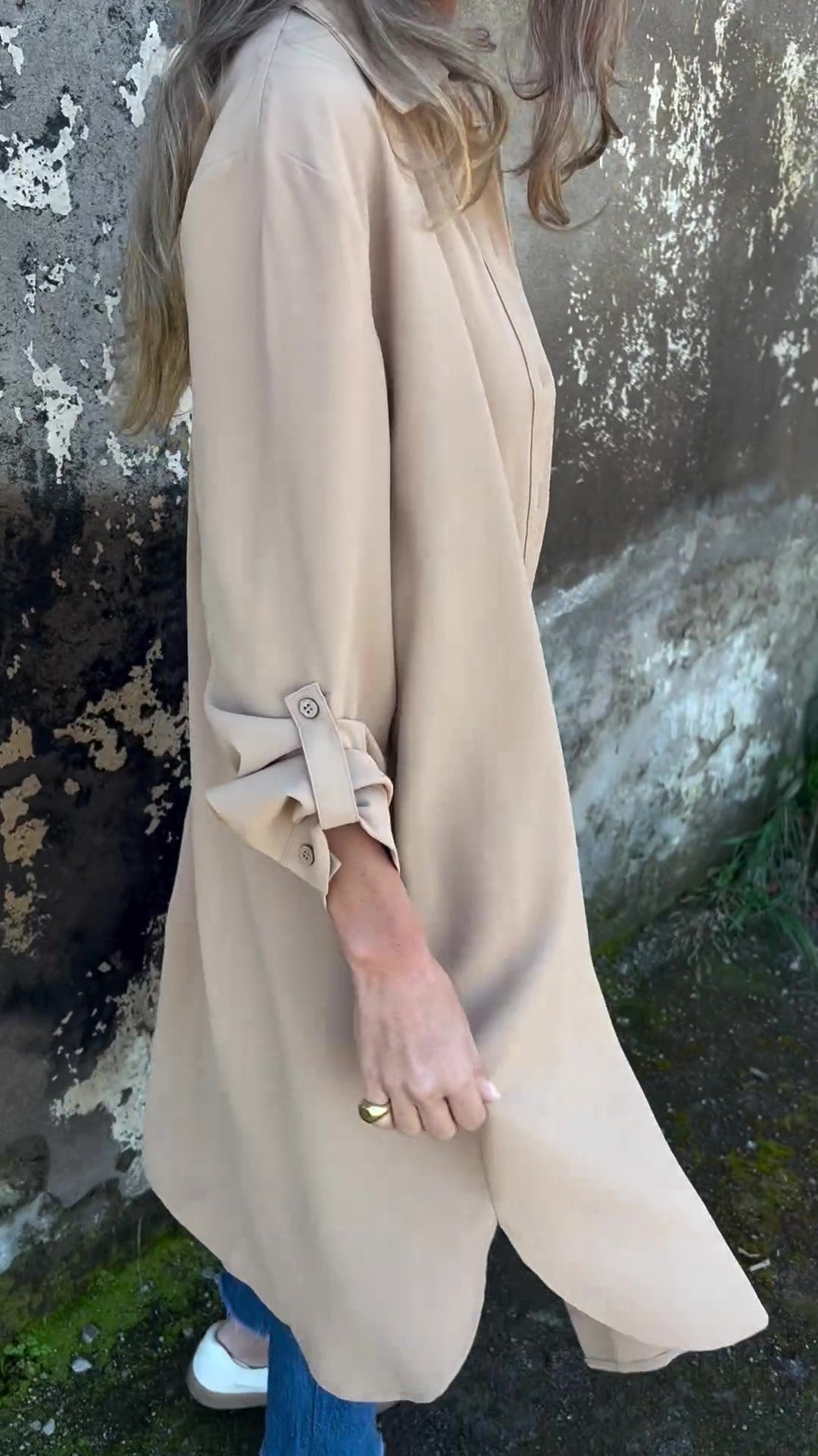 🔥DERNIER JOUR -50%🔥Manteau Chemise Décontracté à Revers Couleur Unie pour Femme