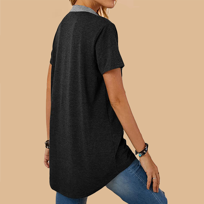 T-shirt décontracté ample à manches courtes et à boutonnage simple