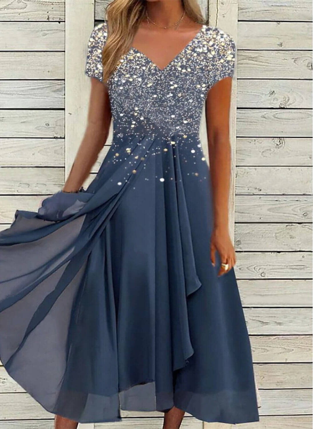 Robe de soirée élégante à paillettes étoilées