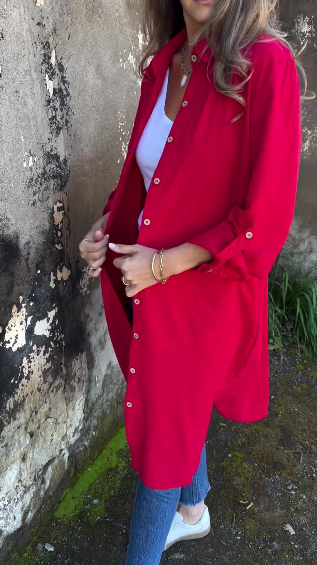🔥DERNIER JOUR -50%🔥Manteau Chemise Décontracté à Revers Couleur Unie pour Femme