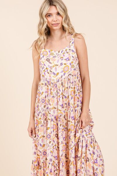 Robe longue sans manches évasée à imprimé floral Mittoshop