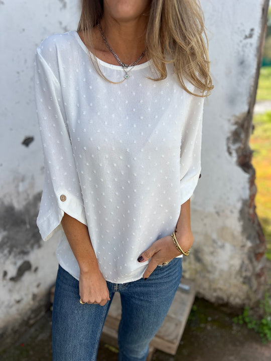 SOLDE DE LIQUIDATION🔥 Chemise décontractée à col rond brodée et grands poignets