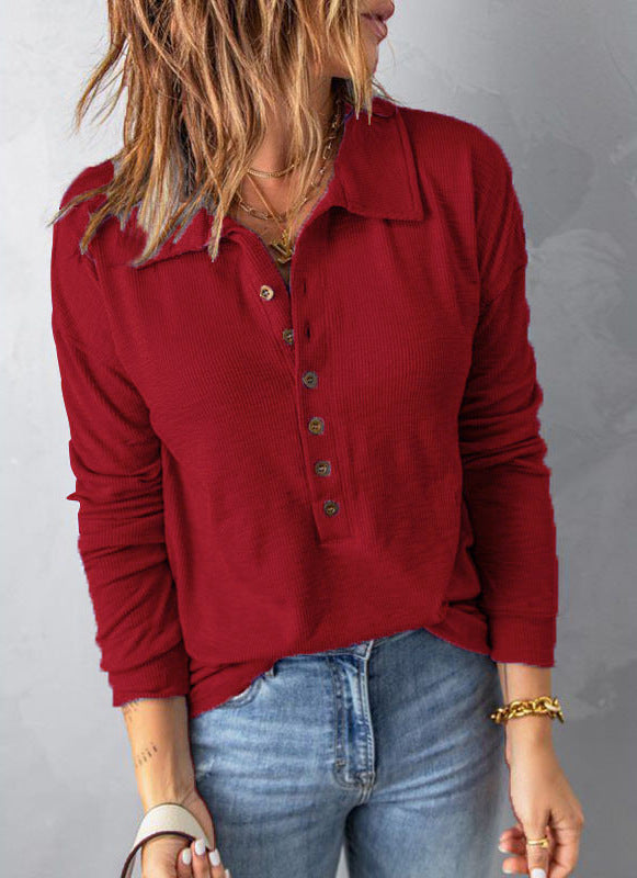 T-shirt confortable en coton à col en V pour femme