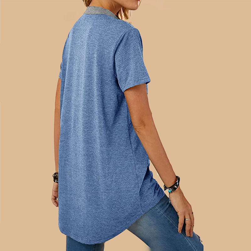T-shirt décontracté ample à manches courtes et à boutonnage simple