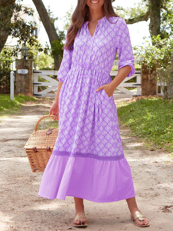 NEU🔥 Rundhals-Kleid mit Kordelzug und Print